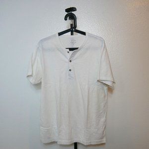 J. Crew Garment Dyed Short Sleeve Henley, White, Medium